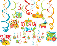 Fiesta Time Swirl Hanging Decorations Set - 30 Pack