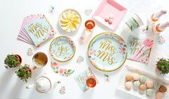 "From Miss to Mrs." Metallic Mint Floral Wedding Plates, 10.5-Inch, 8-Pack