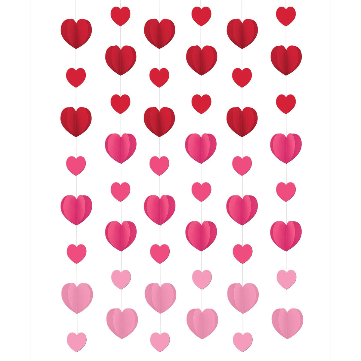 Valentine's Day Dimensional Hearts String Decoration, 7 ft