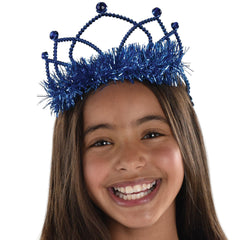 Royal Blue Tinsel Trim Tiara