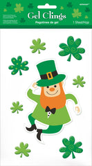 St. Patrick's Day Leprechaun Gel Cling Decals - 8 Pack