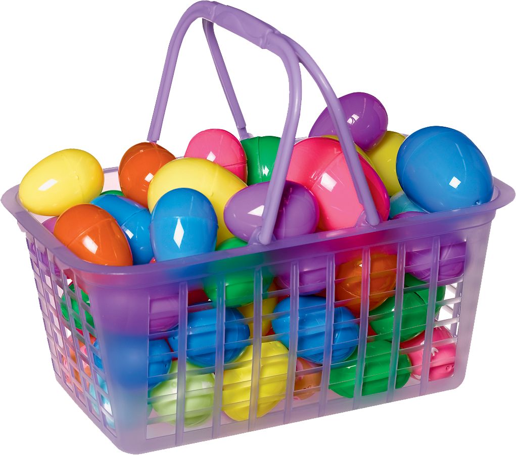 Multi-Colored Fillable Easter Eggs with Basket - 60 Pack