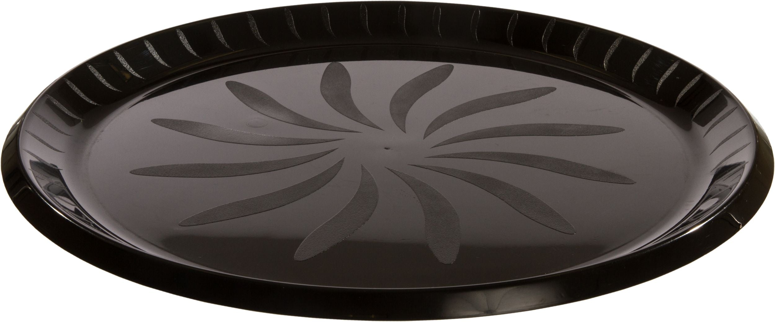 Elegant 16" Black Round Plastic Platter for Catering