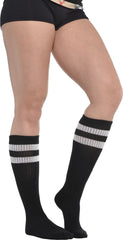 Black Striped Knee-High Athletic Socks - Perfect for Team Spirit