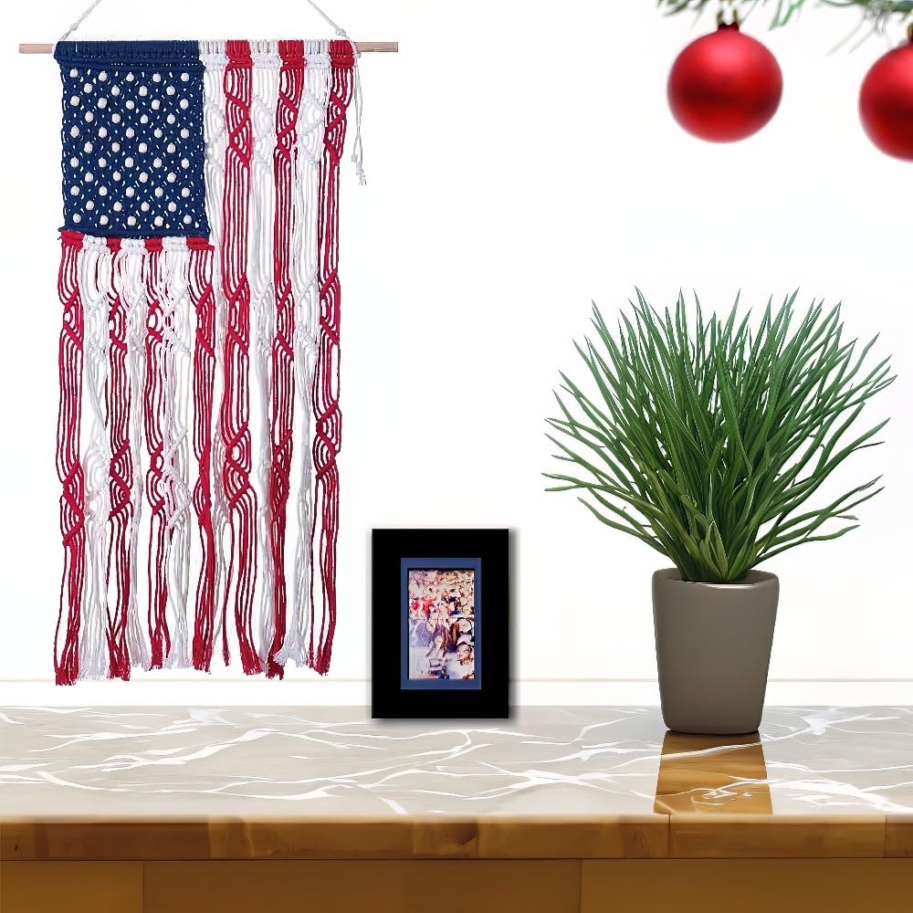Patriotic Macrame Flag Wall Hanging