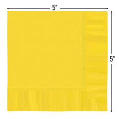 Sunshine Yellow Beverage Napkins - Pack of 50 - 5 In. X 5 In.