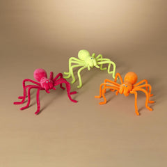 Neon Pink Flocked Spider Prop - 22.8 Inches