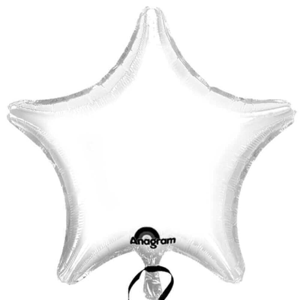 White Foil 19" Star Balloon - Metallic Finish