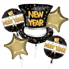 Pop Clink Cheers Metallic Foil Balloon Bouquet - New Year's Celebration