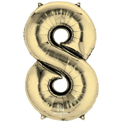 White & Gold Number "8" Foil Balloon | 34"