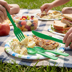 Green Heavyweight Plastic Cutlery Set - 7.5 in. - 24 Count