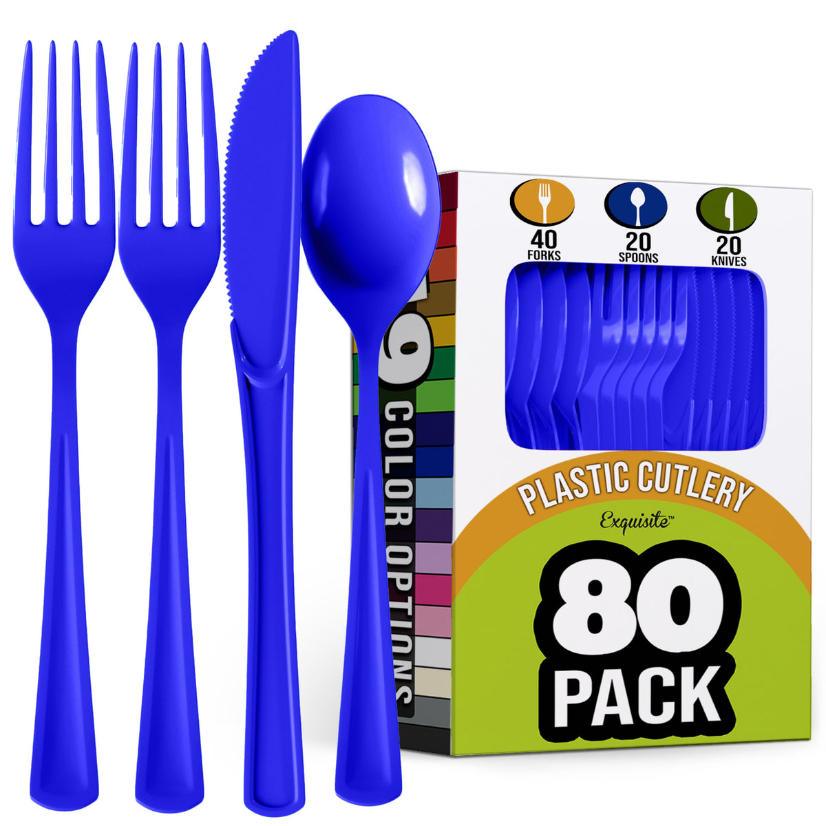 Royal Blue Heavyweight Plastic Cutlery Assortment - 7.5 in.