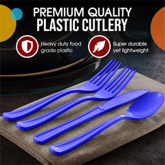 Royal Blue Heavyweight Plastic Cutlery Assortment - 7.5 in.