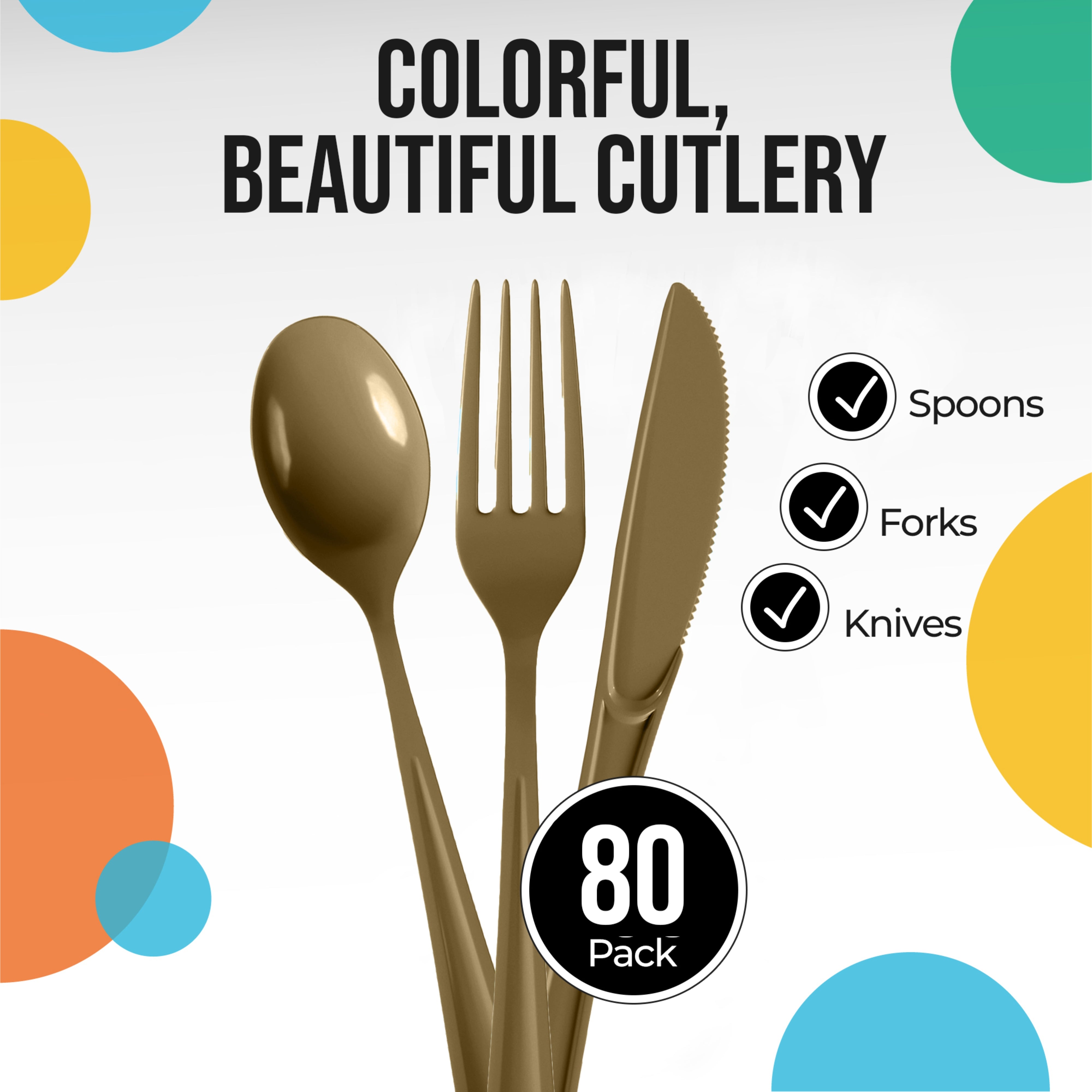Heavyweight Assorted Metallic Gold Cutlery Set