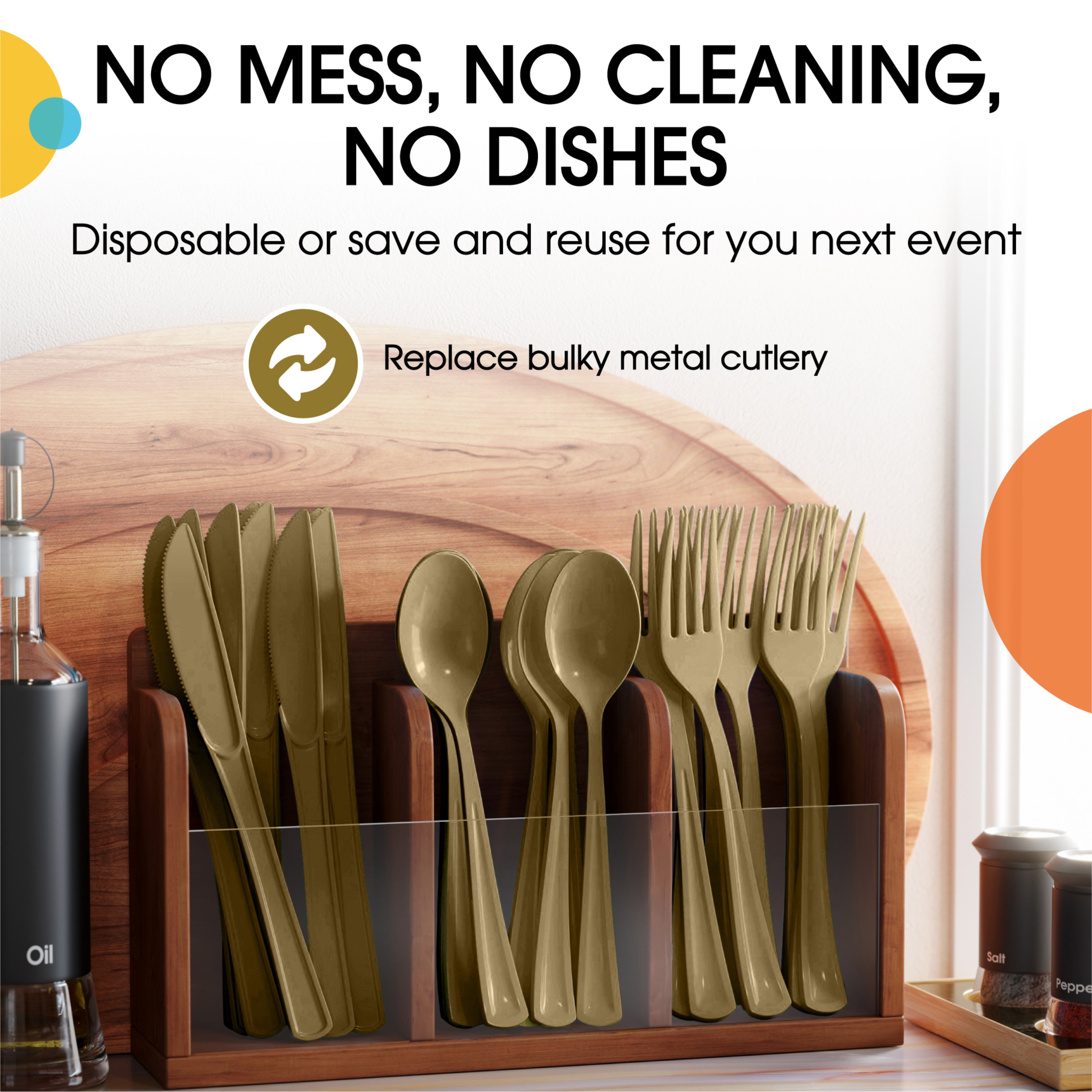 Heavyweight Assorted Metallic Gold Cutlery Set