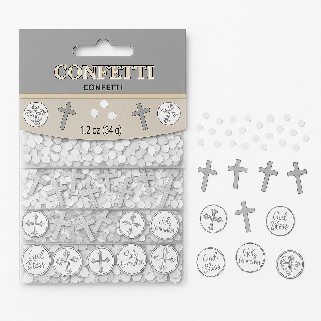 White & Silver Holy Day Confetti - Religious Table Decor