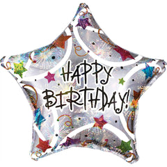 Urban Air - Star-Shaped Happy Birthday Foil Balloon