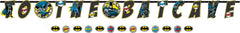 Little Gym - DC Justic League "Happy Birthday"  Batman Hanging Garland Banner Decoration, Black/Blue/Yellow, 10.5-ft,  2-pk, for Birthday Party