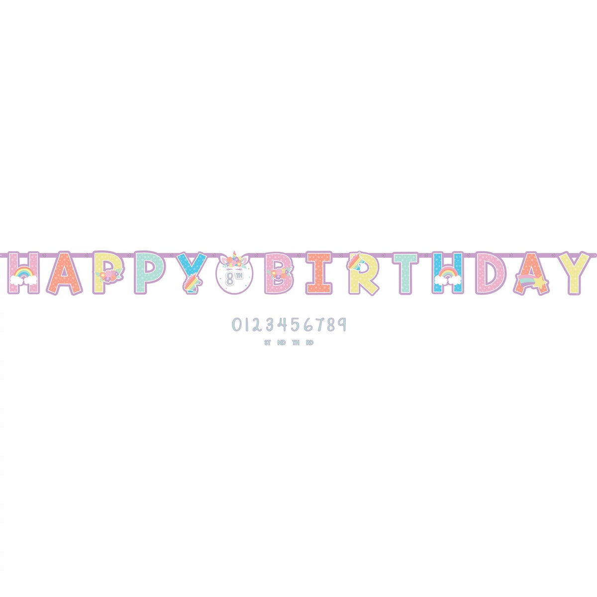 Little Gym - Unicorn "Happy Birthday" DIY Customizable Hanging Garland Banner Decoration, Multi-Coloured, 126-in, for Birthday Party