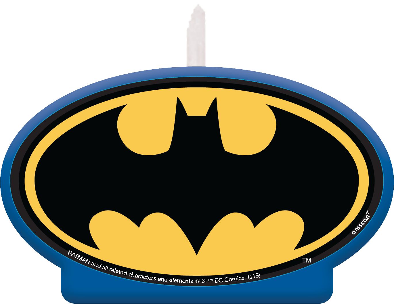 Little Gym - DC Justice League Batman Logo Wax Candle, Blue/Black/Yellow, 4.5-in, for Birthday Party - 1 Ct.