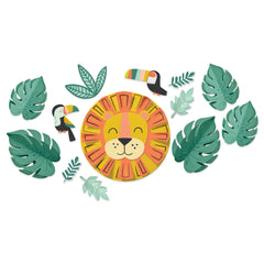 Little Gym - Get Wild Lion Table & Wall Cutout Decorations, Green/Yellow/Orange, 13-in, 13-pk, for Birthday Party