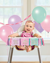 Little Gym - Disney Princess Once Upon A Time "One" High Chair Pennant Hanging Sign Decoration Pink/Blue/Purple, 38-in, for Birthday Party