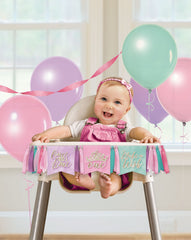 Little Gym - Disney Princess Once Upon A Time "One" High Chair Pennant Hanging Sign Decoration Pink/Blue/Purple, 38-in, for Birthday Party
