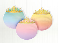 Little Gym - Disney Princess Once Upon A Time Paper Lantern Hanging Decorations, Blue/Pink, 9.5-in, 3-pk, for Birthday Party