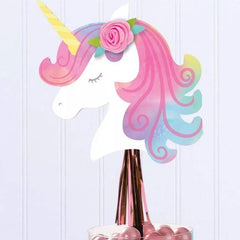 Little Gym - Unicorn Sign Table Centerpiece Stick Decoration, Pink/White, 16.5-in, for Birthday Party