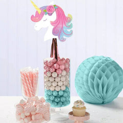 Little Gym - Unicorn Sign Table Centerpiece Stick Decoration, Pink/White, 16.5-in, for Birthday Party