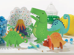 Little Gym - Dino-Mite Dinosaur Table Decorating Kit Centerpieces, Green/Orange, 35.25 In.  for Birthday Party - 5 Ct.