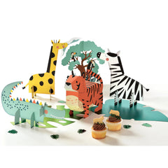 Little Gym - Get Wild Tiger/Zebra/Giraffe Table Decorating Kit Centerpieces, Multi-Coloured, 12-in, 5-pk, for Birthday Party