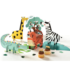 Little Gym - Get Wild Tiger/Zebra/Giraffe Table Decorating Kit Centerpieces, Multi-Coloured, 12-in, 5-pk, for Birthday Party