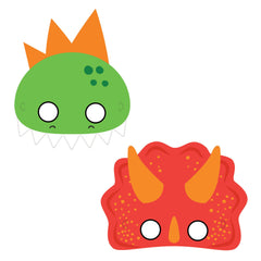 Little Gym - Dino-Mite Dinosaur Half Face Paper Masks, Green/Red, One Size, 8-pk, Wearable Costume Accessories for Birthdays