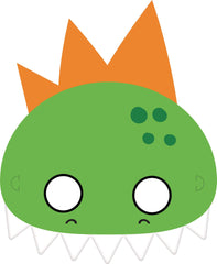 Little Gym - Dino-Mite Dinosaur Half Face Paper Masks, Green/Red, One Size, 8-pk, Wearable Costume Accessories for Birthdays