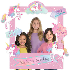 Little Gym - Unicorn "It's my Birthday" DIY Customizable Photo Frame Decoration, Pink, 35-in, for Birthday Party