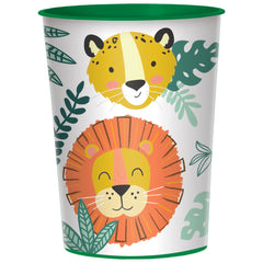 Little Gym - Get Wild Lion Plastic Reusable Favour Cup, White/Orange, 16-oz, for Birthday Party