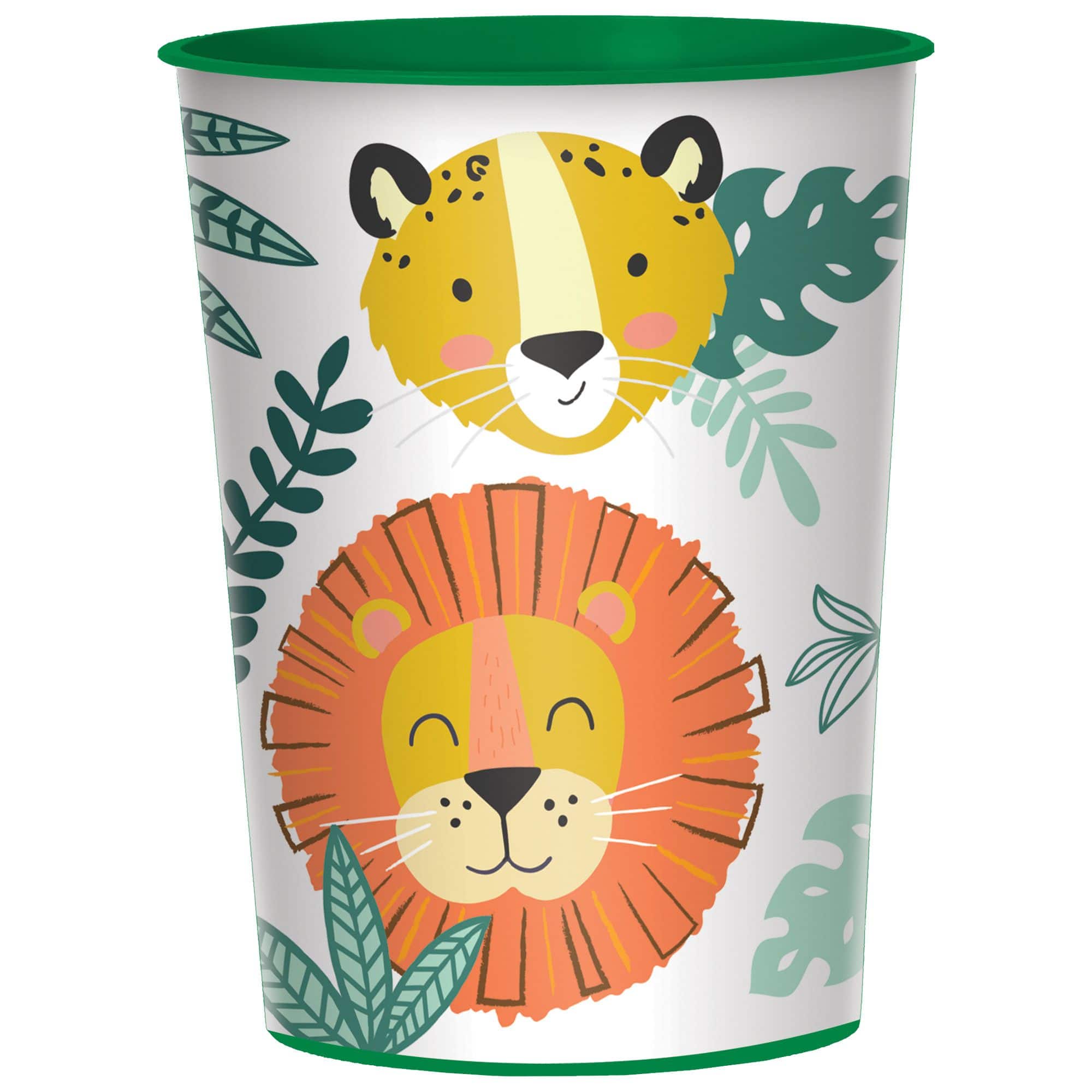 Little Gym - Get Wild Lion Plastic Reusable Favour Cup, White/Orange, 16-oz, for Birthday Party
