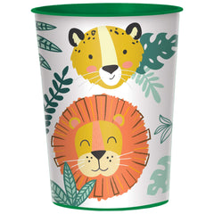 Little Gym - Get Wild Lion Plastic Reusable Favour Cup, White/Orange, 16-oz, for Birthday Party
