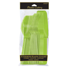Little Gym - Kiwi Green Assorted Plastic Cutlery Set - 24 Pieces