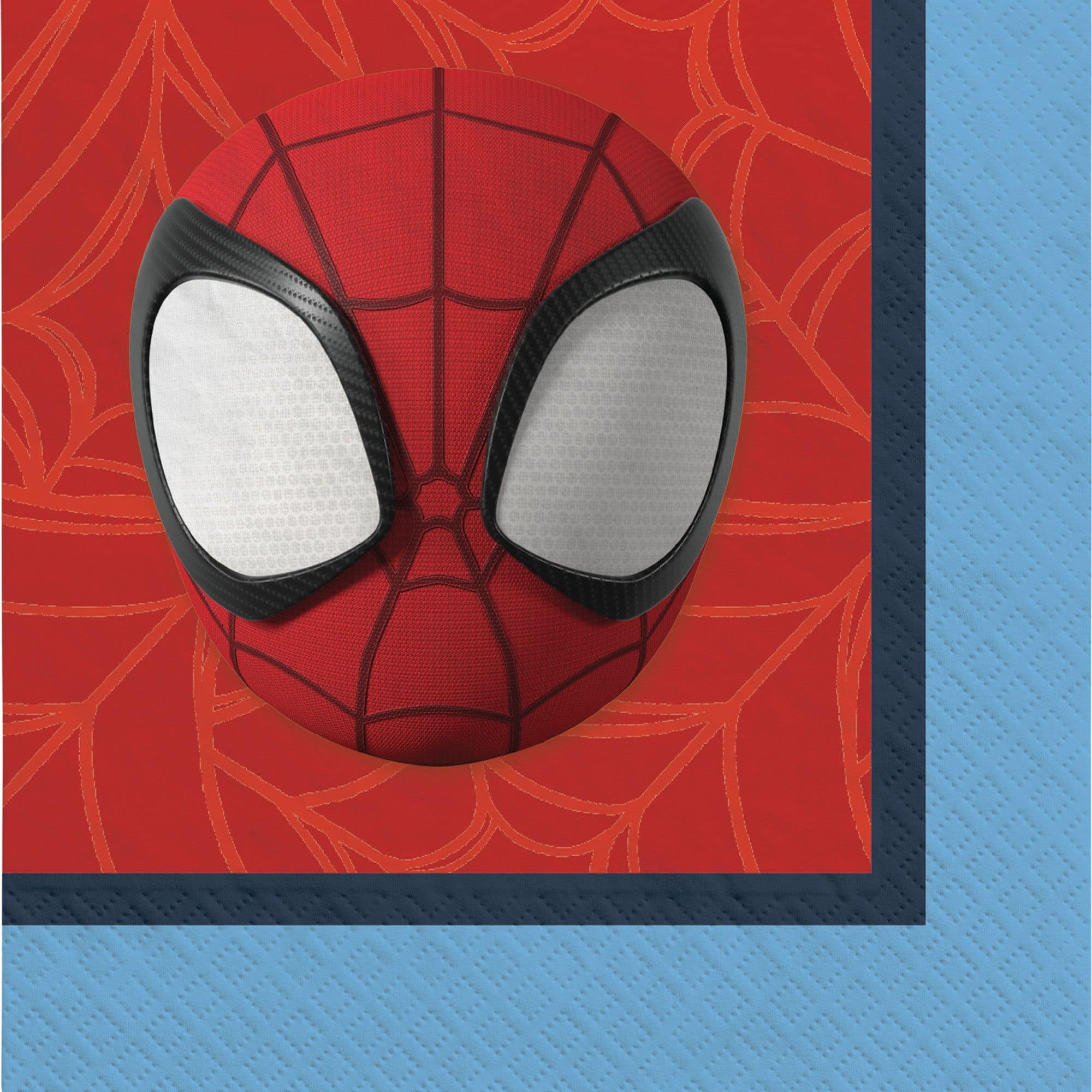 Little Gym - Disney Marvel Spidey Square Paper Disposable Beverage Napkins, Red/Blue, 5-in, 16-pk, 2-ply, for Birthday Party