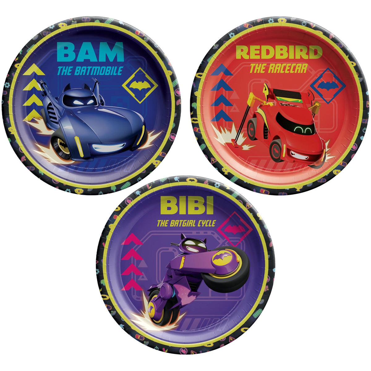 Little Gym - Warner Bros Batwheels 7" Round Paper Plates - Set of 3
