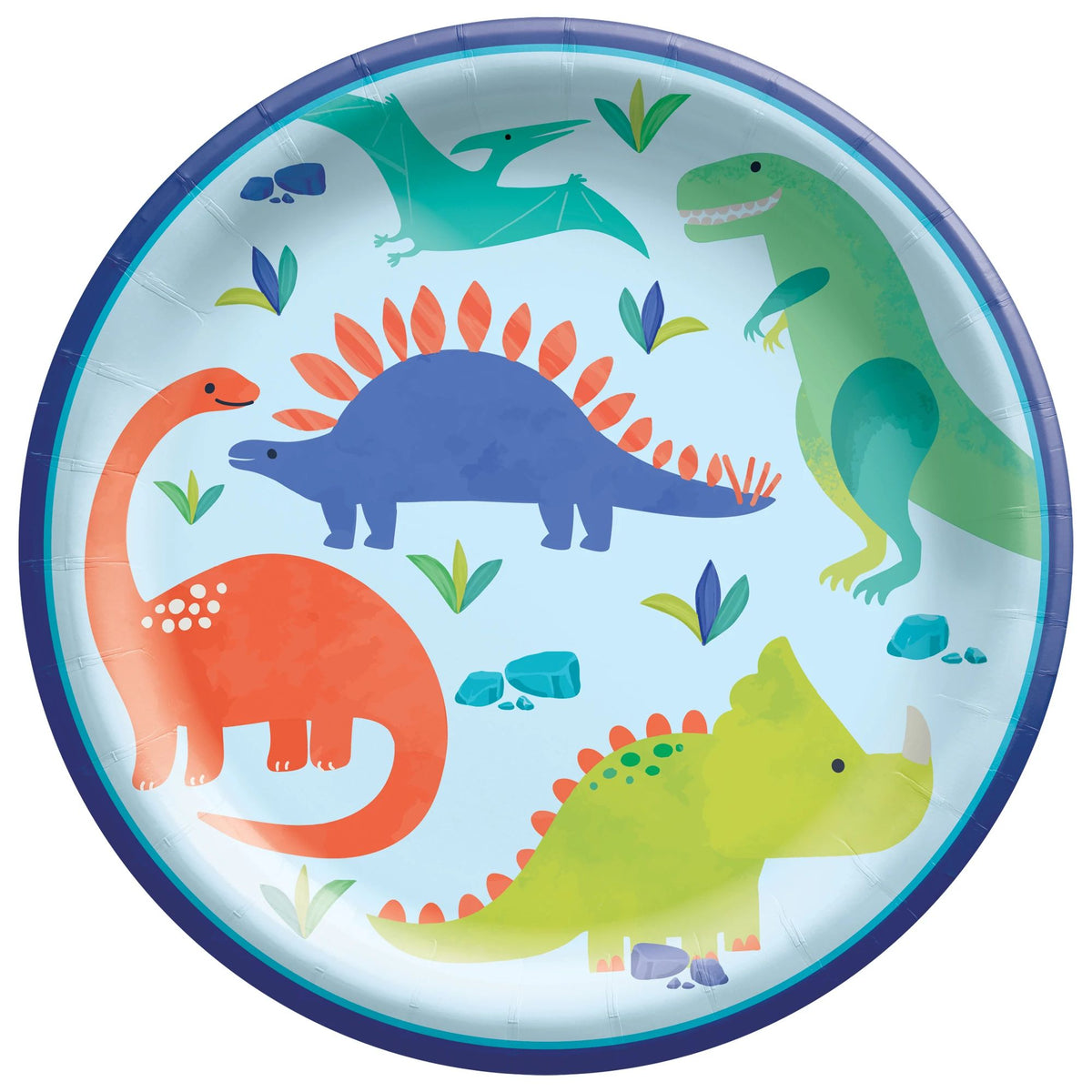 Little Gym - Dino Adventure 8.5" Round Paper Plates - 8 Count