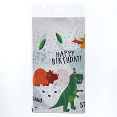 Little Gym - Dino-Mite "Happy Birthday" Rectangle Plastic Reusable Table Cover, Green/Orange/White, 54x96-in, for Birthday Party