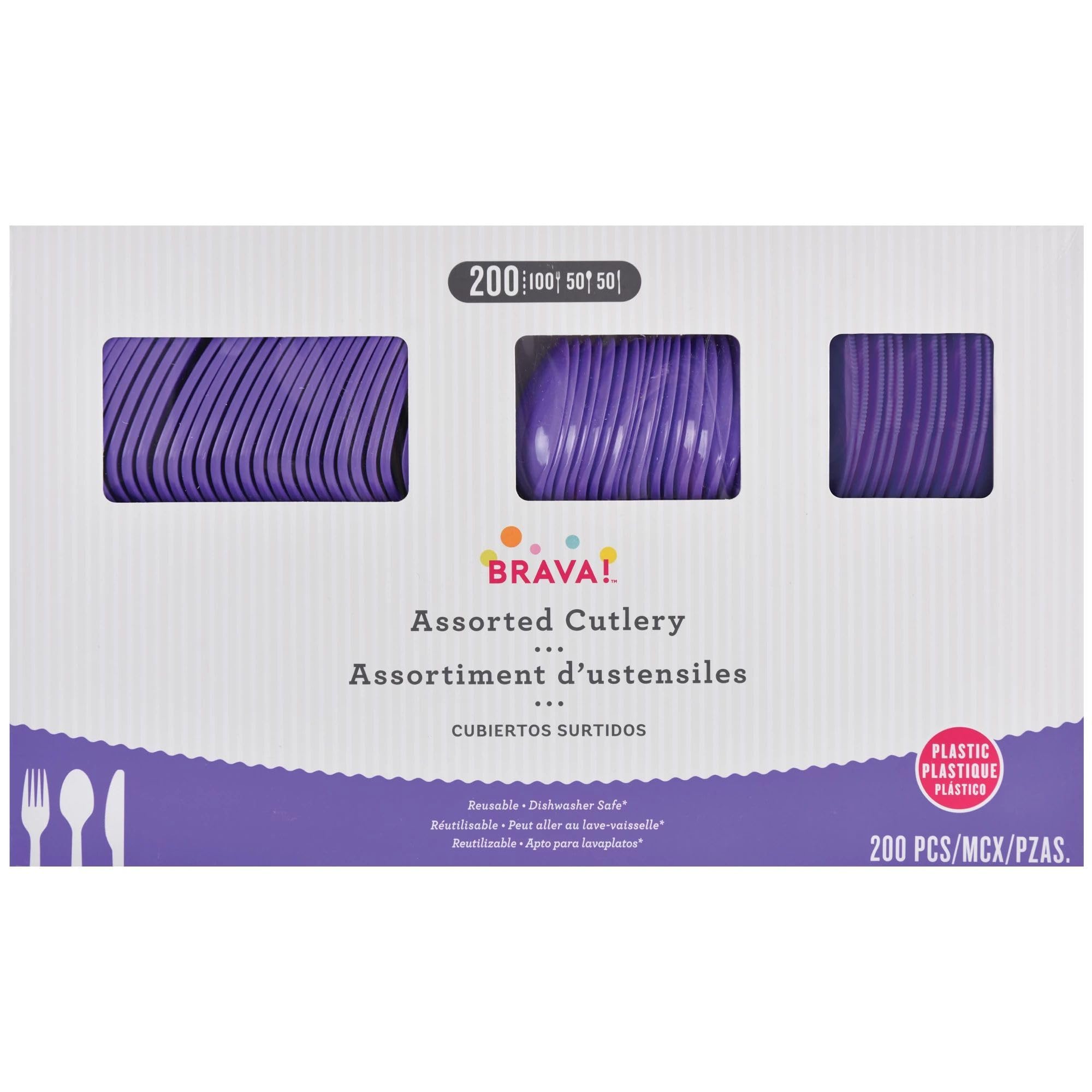 Little Gym - Vibrant Purple Plastic Cutlery Set - Assorted