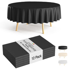 12pack Premium 90" Round Black Table Cover