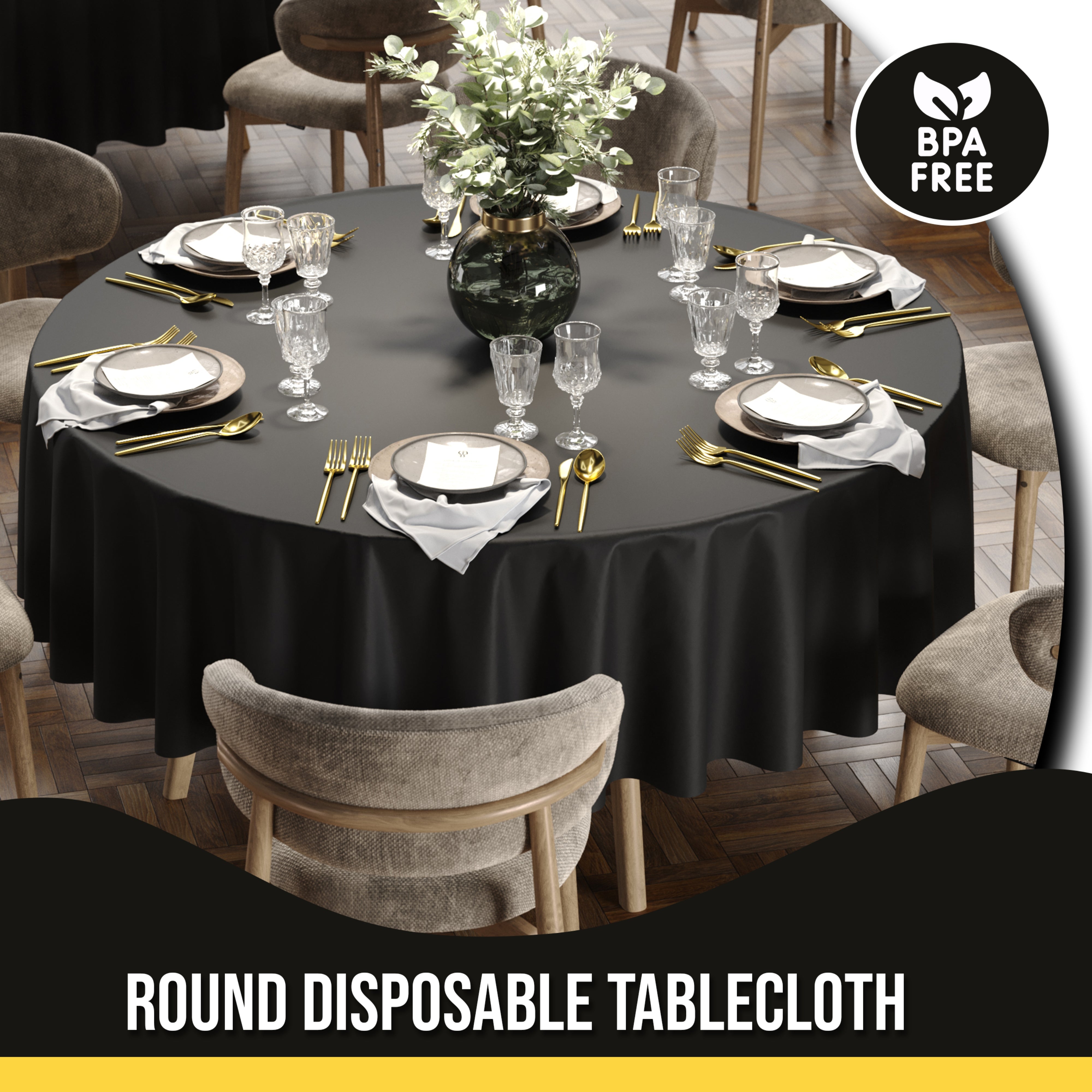 12pack Premium 90" Round Black Table Cover