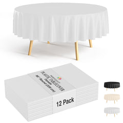 12pack Premium 90" Round White Table Cover