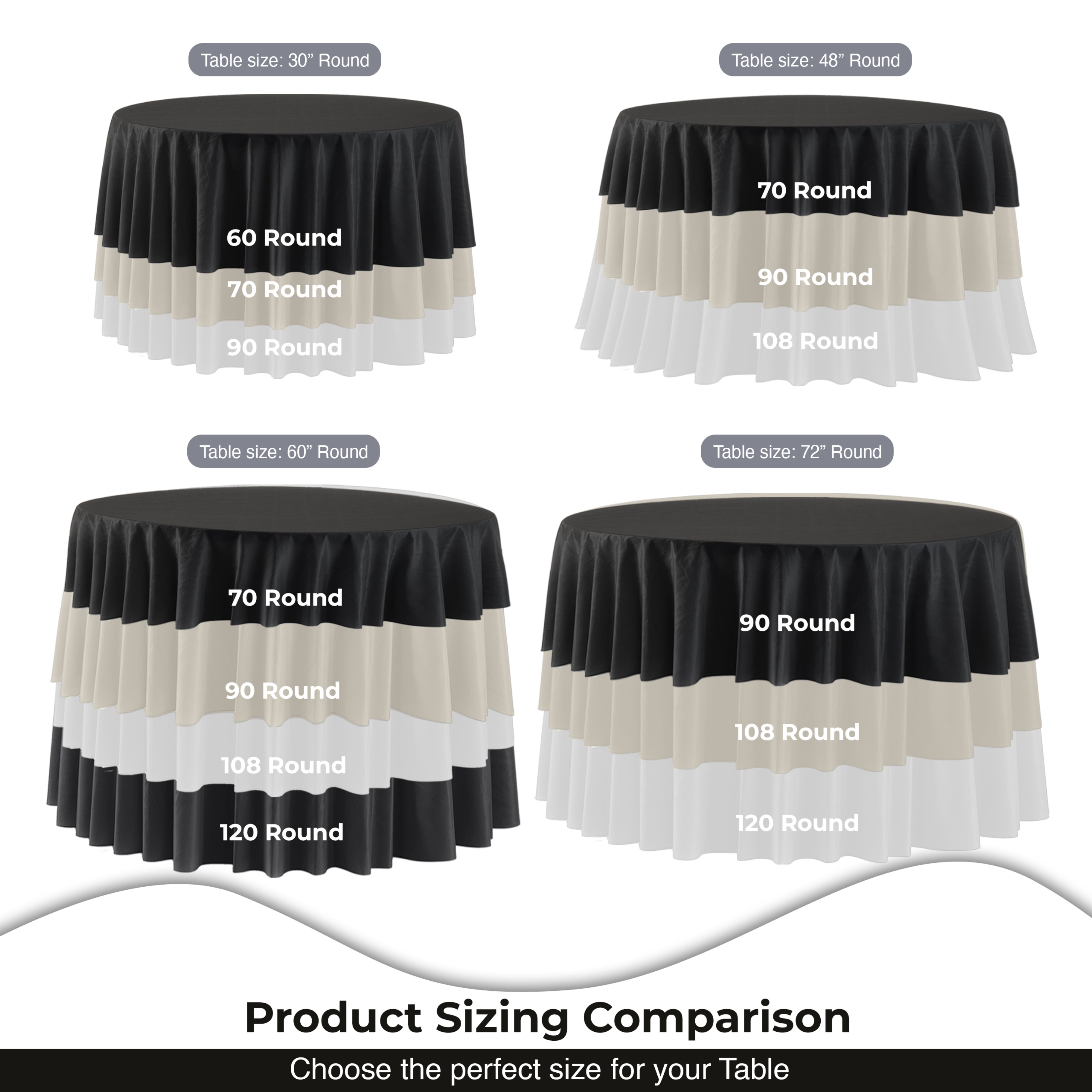 12pack Premium 90" Round White Table Cover