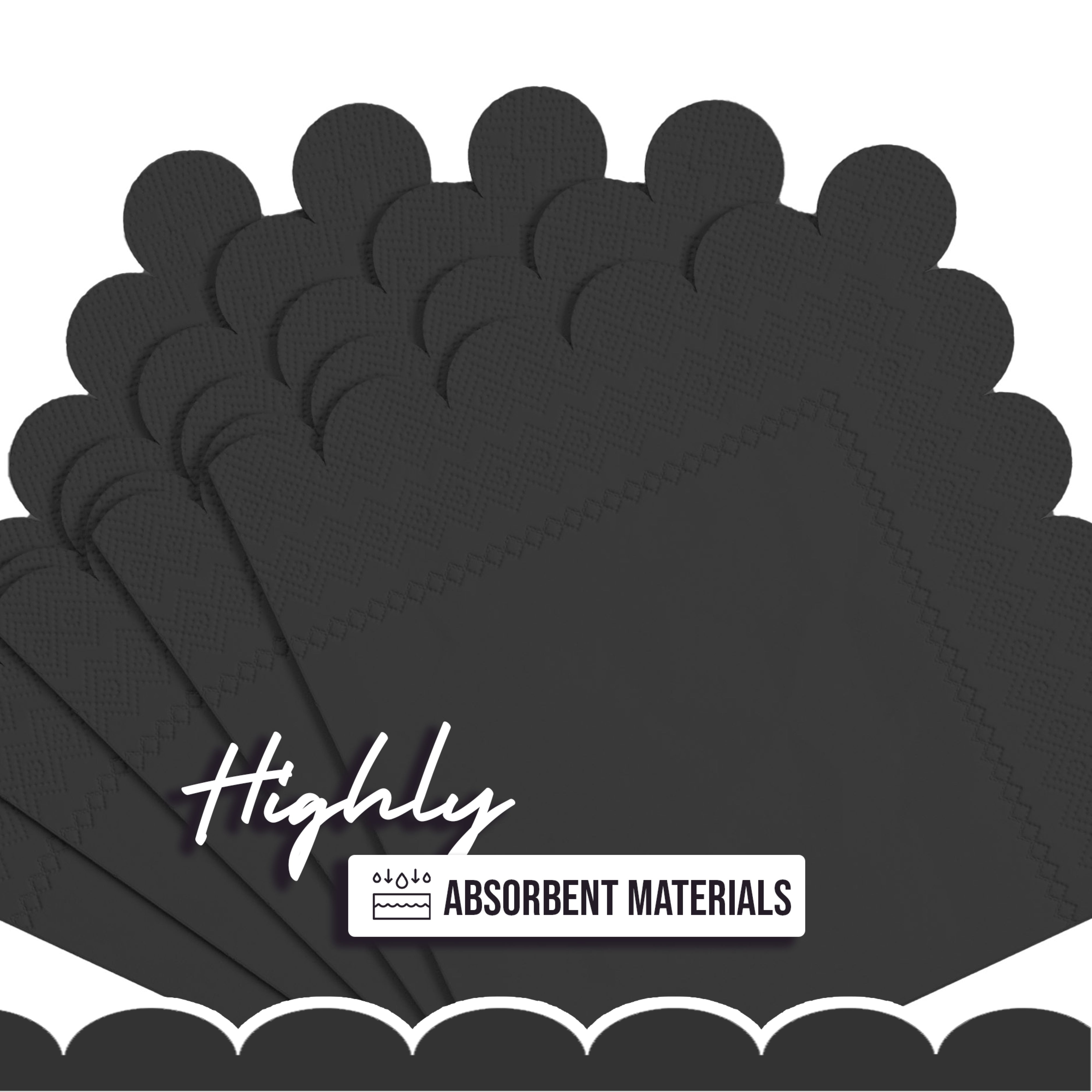 Black Scallop Beverage Napkins - 50 Ct.